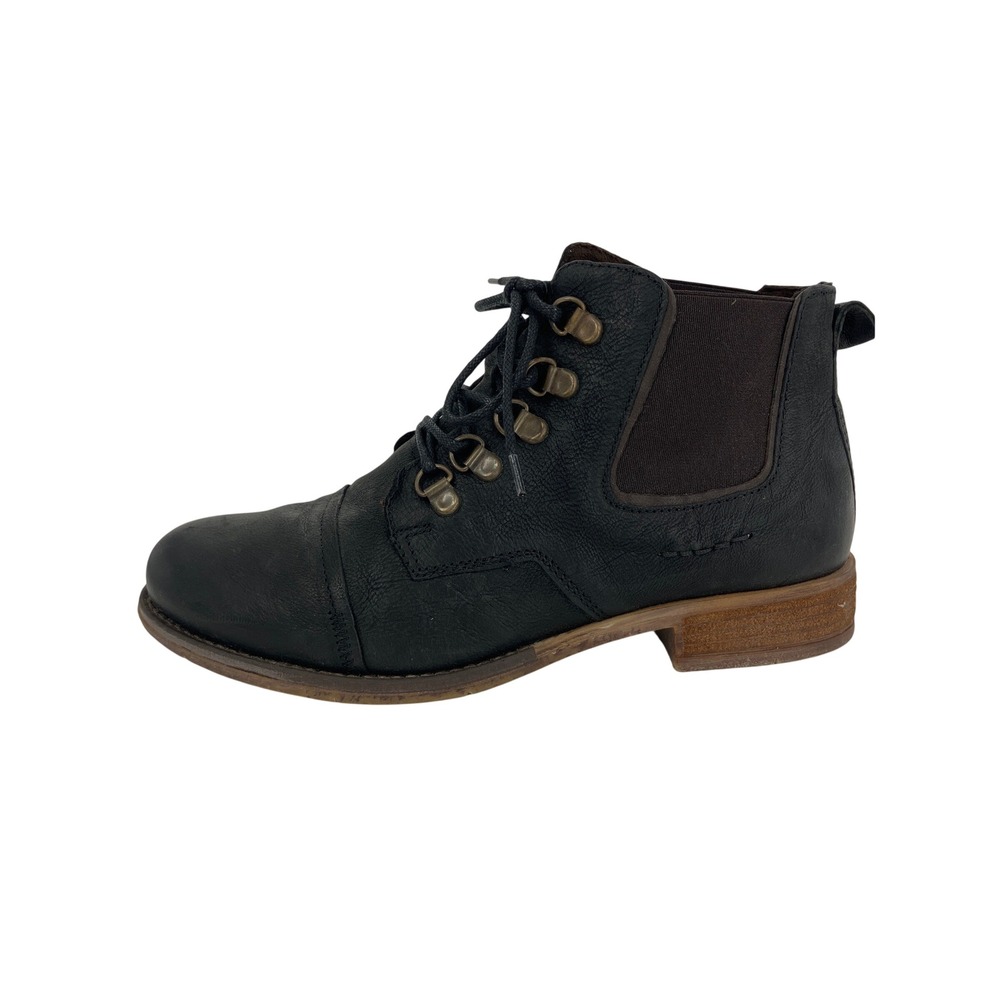Josef Seibel Sienna 05 Ankle Boots Womens 38 Black Leather Cap Toe Lace Up - Picture 1 of 9